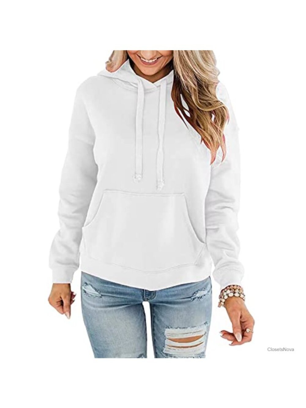 Women's Loose Fit Long Sleeve Pullover Hoodie with Kangaroo Pocket